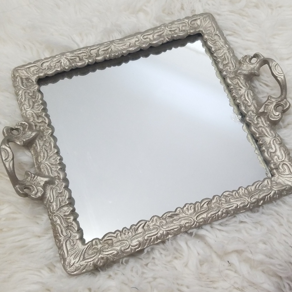 Mirrored antique silver tray